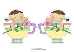 Sweet Little Boy in a Teacup with a Flower & Bee