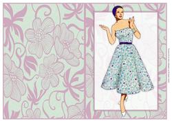 Vintage Fashion Lady on Art Deco Background Quick Card