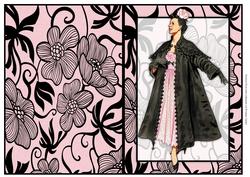 Vintage Fashion Lady on Art Deco Background Quick Card