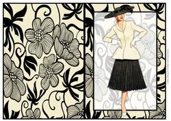 Vintage Fashion Lady on Art Deco Background Quick Card