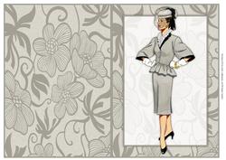 Vintage Fashion Lady on Art Deco Background Quick Card