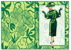 Vintage Fashion Lady on Art Deco Background Quick Card