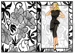 Vintage Fashion Lady on Art Deco Background Quick Card