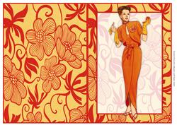 Vintage Fashion Lady on Art Deco Background Quick Card