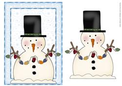 Xmas Snowman with Xmas Lights Card Front
