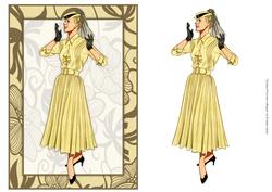 Vintage Fashion Lady on Art Deco Background Quick Card
