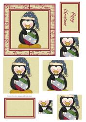Christmas Penguin with a Bauble Pyramid & Text Plates