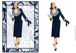 Vintage Fashion Lady on Art Deco Background Card Front