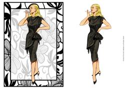 Vintage Fashion Lady on Art Deco Background Card Front