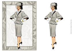Vintage Fashion Lady on Art Deco Background Card Front