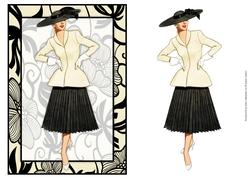 Vintage Fashion Lady on Art Deco Background Card Front
