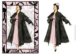 Vintage Fashion Lady on Art Deco Background Card Front