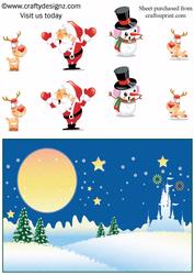 Cute Card Front Topper, Santa, Snowman & Raindeers