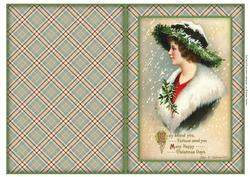Christmas Lady in Fur A5 Quick Card