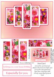 Brand New Pink Flowers Pyramid Panel Card Kit