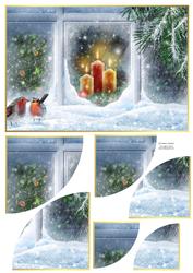 Robins by the Christmas Window 2 Corner Stacker