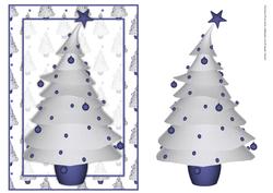 Contempory Christmas Tree in Blue Card Front