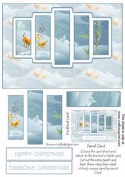 Brand New Whimsical Raindeers Panel Card Kit