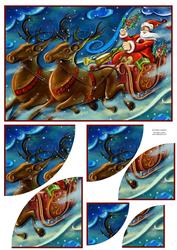 Santa on His Sleigh 2 Corner Stacker