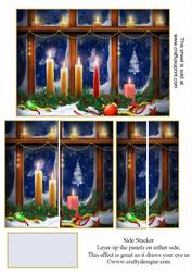 Beautiful Christmas Window Scene Side Stacker