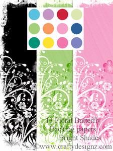 Bright Shades Floral & Butterfly Backing Papers (13 Papers)