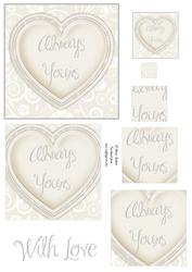 Cream Always Yours Heart Pyramid, Wedding , Anniversary