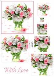 Oriental Lily & Pink Roses Floral Display Pyramid