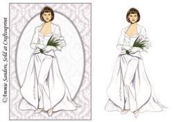 Vintage Fashion Lady on Damask Background Card Front