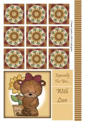 Sweet Teddy with Sun Flower Topper & Tile Sheet