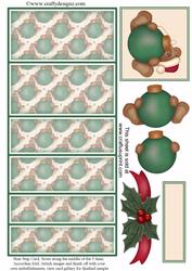 Cute Christmas Teddy with Bauble Stair Stepper Kit