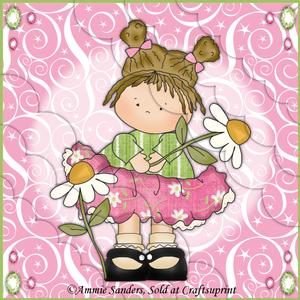 Cute Little Girl Holding a Daisy 8x8 Scallop Card Kit