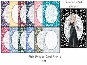 Rich Shades Flower Swirls Frame Effect Card Fronts Set 1