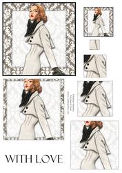 Vintage Fashion Lady on Damask Background Pyramid