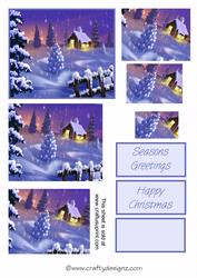 Christmas Winter Log Cabin Snow Scene