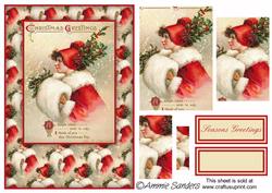 Beautiful Christmas Lady Card Front Kit