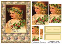 Beautiful Christmas Girl Card Front Kit
