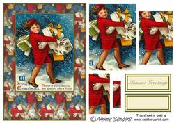 Cute Boy Traditional Christmas Card Front Kit