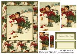Cute Boy Traditional Christmas Card Front Kit