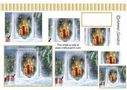 Robins by the Christmas Window Pyramid