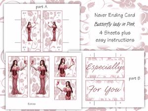 Butterfly Lady in Pink Never Ending Card Kit