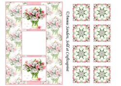 Beautiful Floral Card Front and Tea Bag Tiles