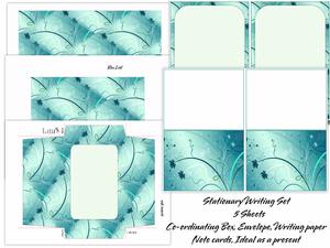 Spicy Blues Floral Stationary Set