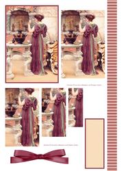 Vintage Beauty Smelling the Flowers Pyramid Decoupage