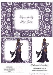 Beautiful Gothic Lady in Purple Swing Card Kit