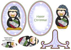 Christmas Penguin Plate Card