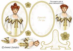 Vintage Beauty Cameo , Wearing a Gorgeous Gold and Cream Dress Plate Card Kit
