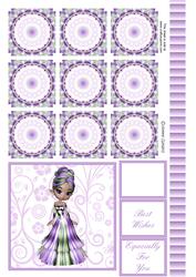 Pretty Purple Princess Teabag Folding Sheet