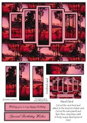 Deep Red & Pink Sunset Panel Card Kit