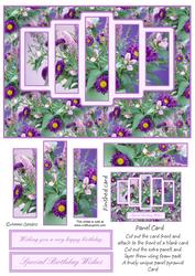 Pretty Purple & Lilac Floral Panel Card Kit