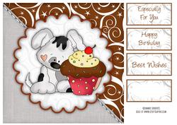 Sweet Little Puppy & Cup Cake 8x8 Topper & Sentiments